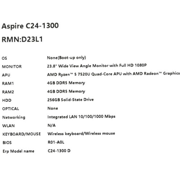 23.8" Моноблок Acer Aspire C24-1300 [DQ.BL0CD.001]