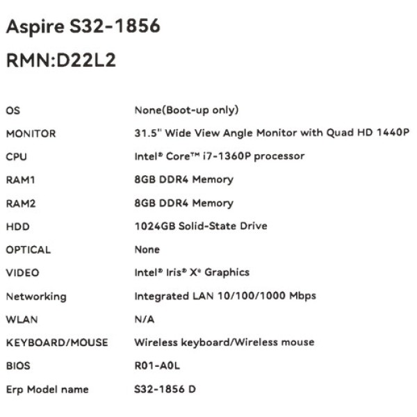 31.5" Моноблок Acer Aspire S32-1856 [DQ.BL6CD.003]