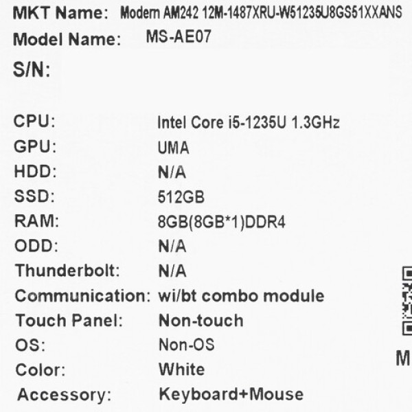 23.8" Моноблок MSI Modern AM242 12M-1487XRU [9S6-AE0712-1487]