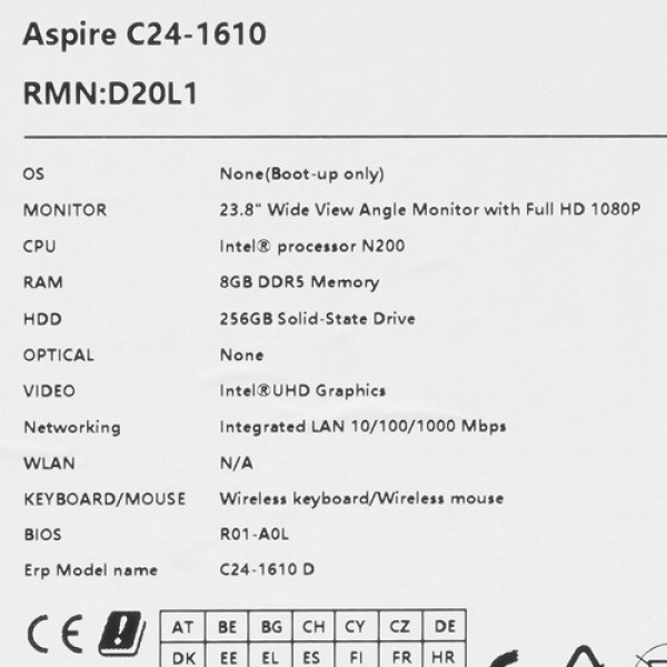23.8" Моноблок Acer Aspire C24-1610 [DQ.BLBCD.001]