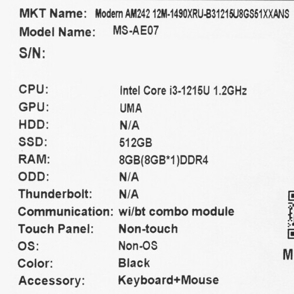 23.8" Моноблок MSI Modern AM242 12M-1490XRU [9S6-AE0711-1490]