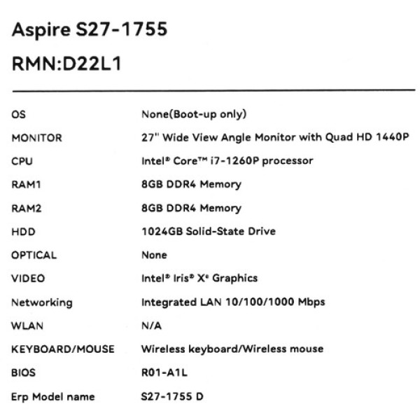 27" Моноблок Acer Aspire S27-1755 [DQ.BKECD.003]