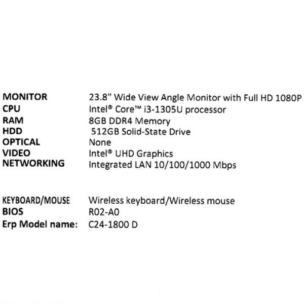 23.8" Моноблок Acer Aspire C24-1800 [DQ.BLFCD.001]