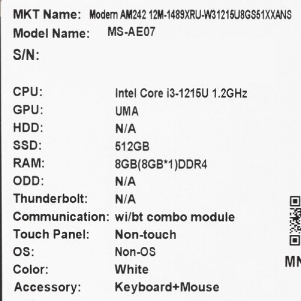 23.8" Моноблок MSI Modern AM242 12M-1489XRU [9S6-AE0712-1489]