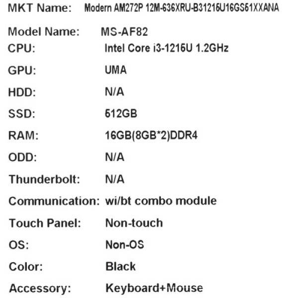 27" Моноблок MSI Modern AM272P 12M-636XRU [9S6-AF8211-636]