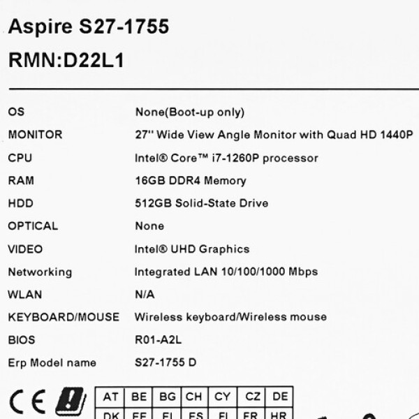 27" Моноблок Acer Aspire S27-1755 [DQ.BKECD.005]