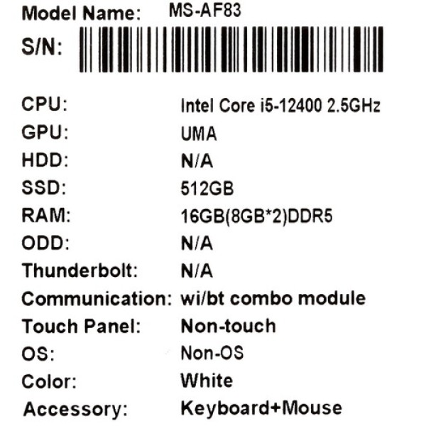 27" Моноблок MSI PRO AP272P 12MA-832XRU [9S6-AF8322-832]