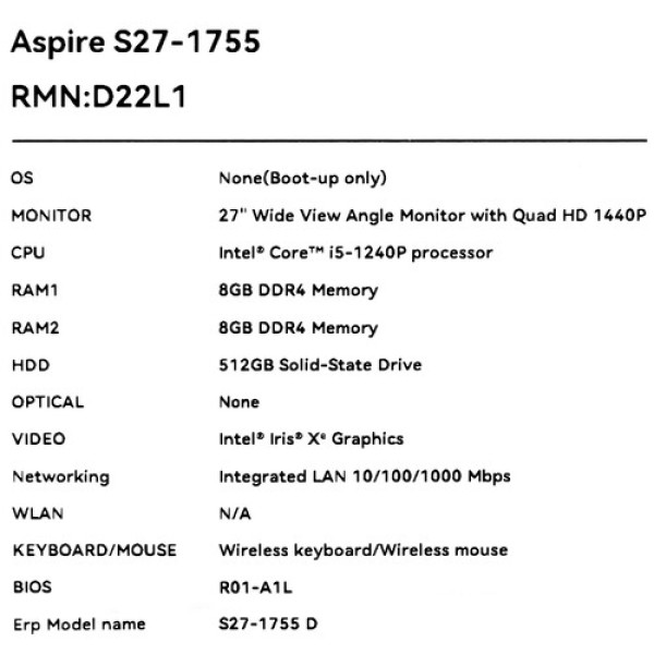 27" Моноблок Acer Aspire S27-1755 [DQ.BKDCD.003]