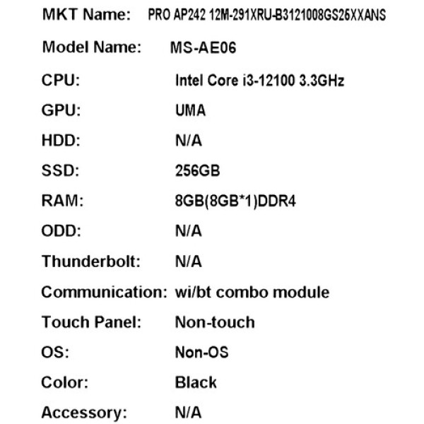 23.8" Моноблок MSI PRO AP242 12M-291XRU [9S6-AE0611-466]