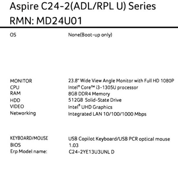 23.8" Моноблок Acer Aspire C24B [DQ.BMJCD.001]
