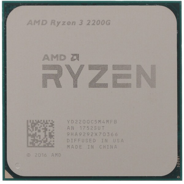 Процессор AMD Ryzen 3 2200G 3,5/3,7GHz, 4C/4T, 2Mb L2, DDR4-2933, GPU Radeon Vega 8 Graphics, TDP-65W, AM4, BOX [YD2200C5FBBOX]