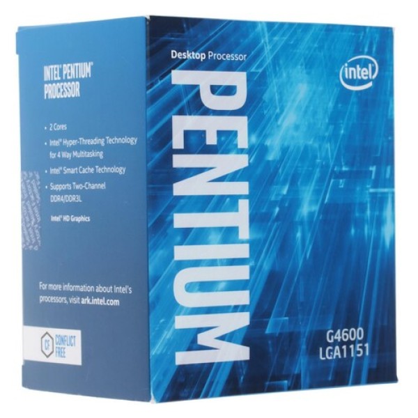 Процессор Intel Pentium G4600 3.6GHz 3Mb DDR3L/DDR4-1600/2133 HD630 TDP-51w LGA1151 BOX [BX80677G4600]