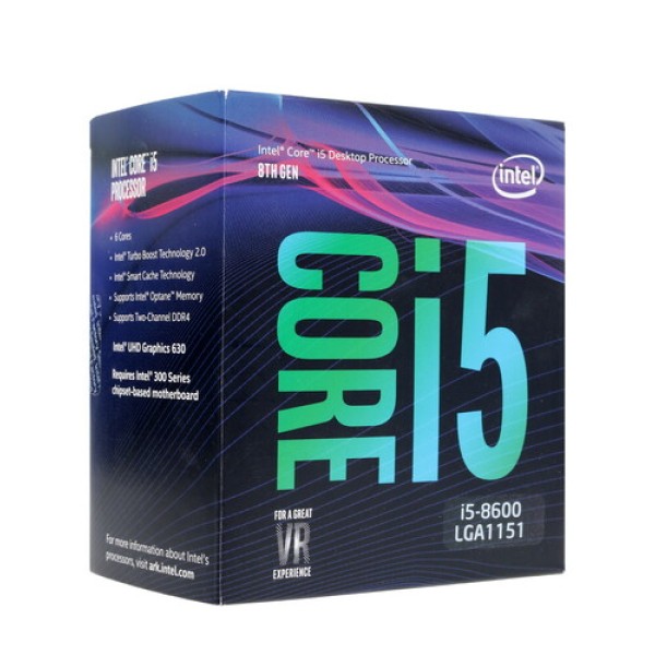 Процессор Intel Core i5-8600 3.1/4.3GHz, 6C/6T, 9Mb L3, DDR4-2666, GPU UHD 630, TDP-65W, LGA1151-v2, BOX [BX80684I58600]