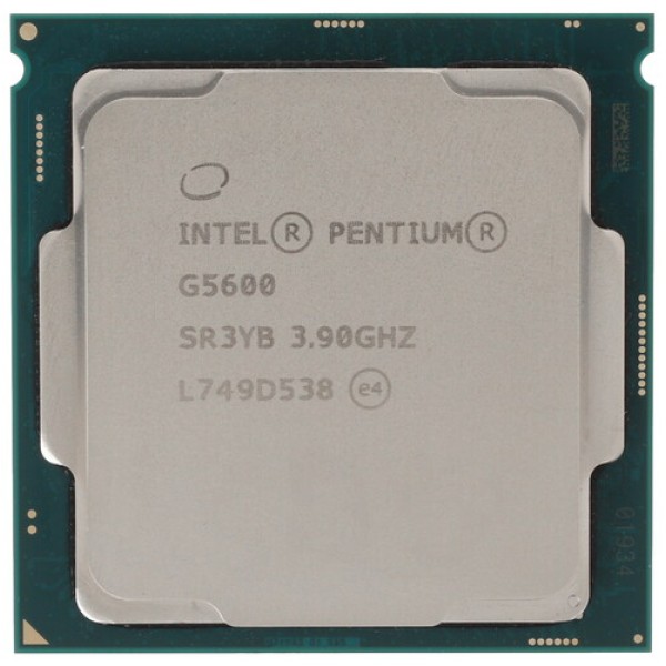 Процессор Intel Pentium Gold G5600 3.9GHz, 2C/4T, 4Mb L3, DDR4-2400, GPU UHD 630, TDP-51W, LGA1151-v2, OEM [CM8068403377513]