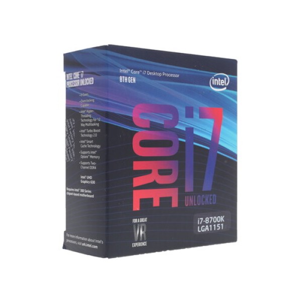 Процессор Intel Core i7-8700K 3.7/4.7GHz, 6C/12T, 12Mb L3, DDR4-2666, GPU UHD 630, TDP-95W, LGA1151-v2, BOX (без кулера) [BX80684I78700K]