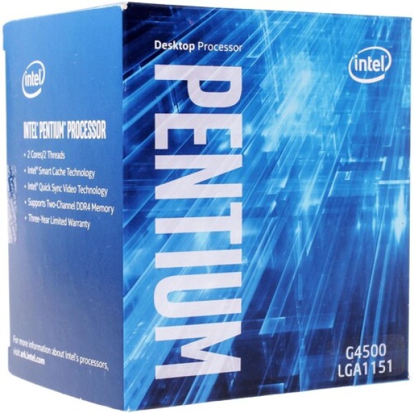 Процессор Intel Pentium G4500 3.5GHz 3Mb DDR3L/DDR4-1600/2133 HDGraphics530 TDP-65w LGA1151 BOX