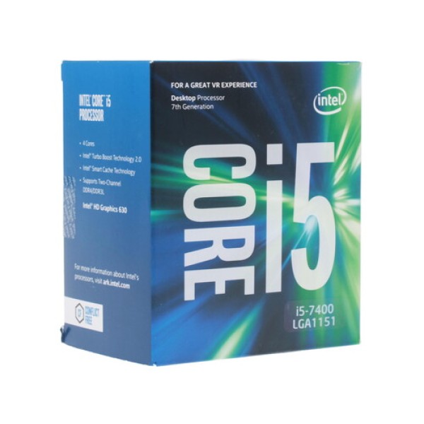 Процессор Intel Core i5-7400 3.0GHz (TB up to 3.5GHz) 6Mb DDR3L/DDR4-1600/2133 HD600 TDP-65w LGA1151 BOX [BX80677I57400]