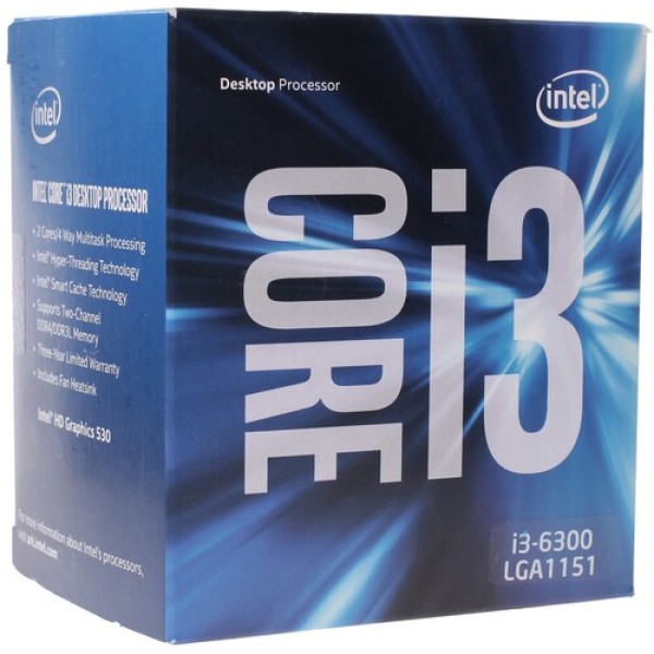 Процессор Intel Core i3-6300 3.8GHz 4Mb DDR3L/DDR4-1600/2133 HDGraphics530 TDP-65w LGA1151 BOX