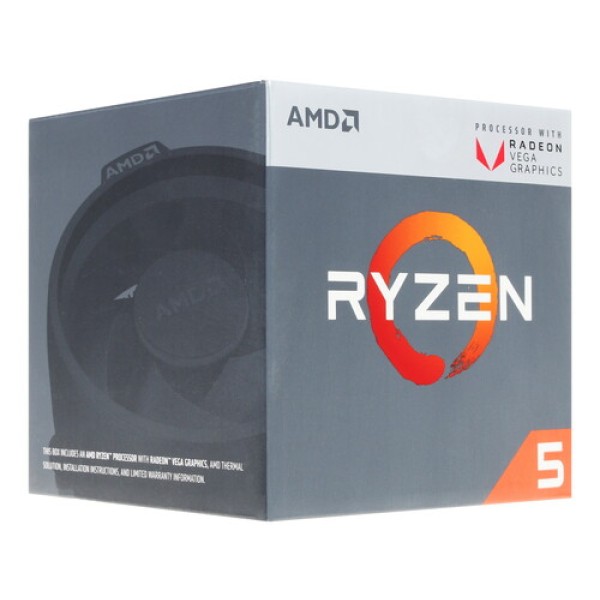 Процессор AMD Ryzen 5 2400G 3,6/3,9GHz, 4C/8T, 2Mb L2, DDR4-2933, GPU Radeon Vega 11 Graphics, TDP-65W, AM4, BOX [YD2400C5FBBOX]