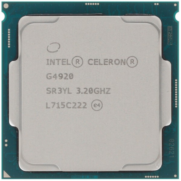 Процессор Intel Celeron G4920 3.2GHz, 2C/2T, 2Mb L3, DDR4-2400, GPU UHD 610, TDP-51W, LGA1151-v2, BOX [BX80684G4920]