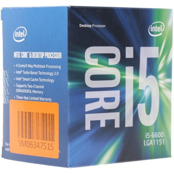 Процессор Intel Core i5-6600 3.3GHz (TB up to 3.9GHz) 6Mb DDR3L/DDR4-1600/2133 HDGraphics530 TDP-65w LGA1151 BOX