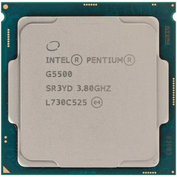 Процессор Intel Pentium Gold G5500 3.8GHz, 2C/4T, 4Mb L3, DDR4-2400, GPU UHD 630, TDP-51W, LGA1151-v2, BOX [BX80684G5500]