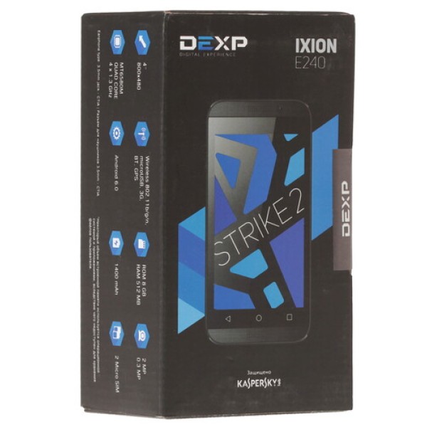 Смартфон DEXP Ixion E240 Strike 2 White [4" 8GB 4x1.3GHz/512MB/800x480/TN/2SIM/cam2/1400mAh/Android 6.0]