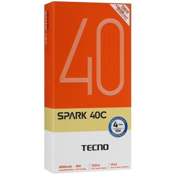 6.67" Смартфон Tecno SPARK 40C 128 ГБ белый