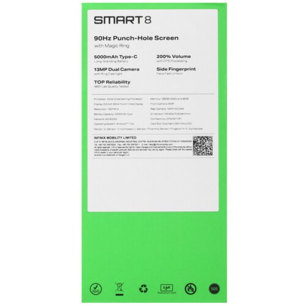 6.56" Смартфон Infinix SMART 8 128 ГБ зеленый
