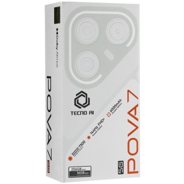 6.78" Смартфон Tecno POVA 7 5G 128 ГБ серебристый