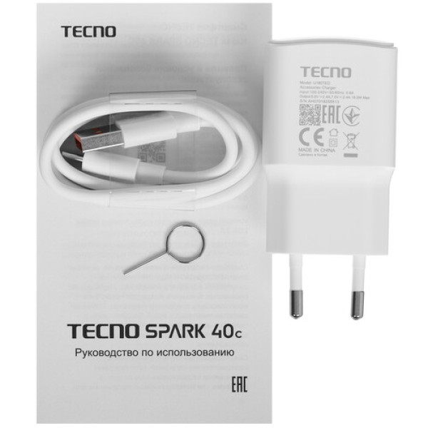 6.67" Смартфон Tecno SPARK 40C 128 ГБ белый