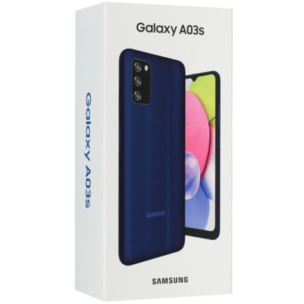 6.5" Смартфон Samsung Galaxy A03s 32 ГБ синий [8x(2.3 ГГц), 3 Гб, 2 SIM, TN, 1600x720, камера 13+2+2 Мп, 4G, GPS, 5000 мА*ч]