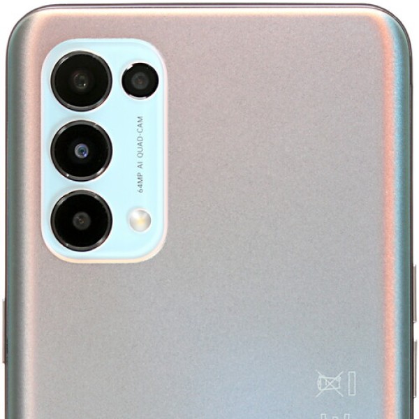 Смартфон OPPO Reno 5 6.43" 128Gb Fantasy silver SDM720G /8 (2x2.3Ghz+6x1.8 Ghz) /8Gb/2400 x 1080/2SIM/LTE/Cam64 +8 +2 +2/4310 мАч/Android 11