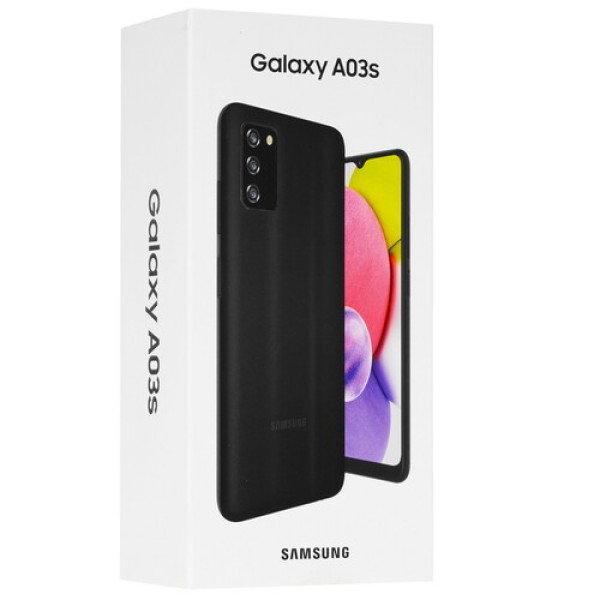 6.5" Смартфон Samsung Galaxy A03s 32 ГБ черный [8x(2.3 ГГц), 3 Гб, 2 SIM, TN, 1600x720, камера 13+2+2 Мп, 4G, GPS, 5000 мА*ч]