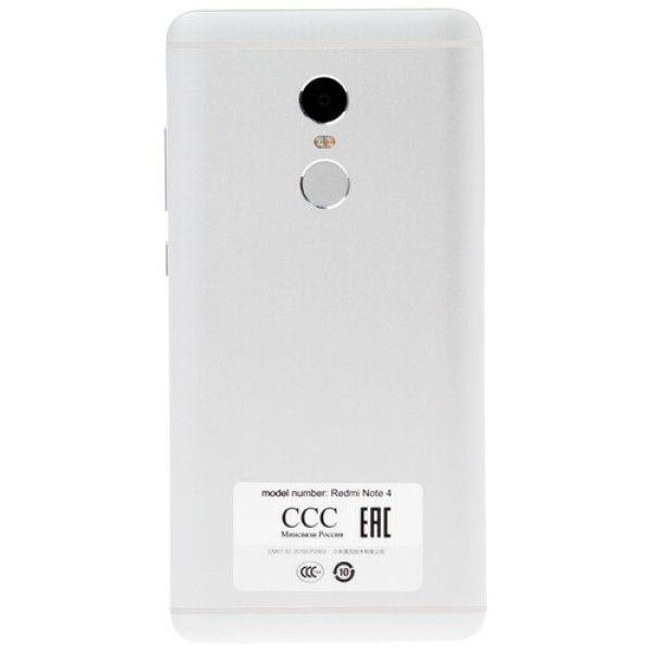 Смартфон Xiaomi Redmi Note 4 5.5" 32Gb Silver 8x2.0Ghz/3072Mb/1920x1080/2SIM/GPS/LTE/Cam13AF/4100mAh/Android 6.0