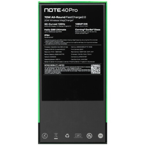 6.78" Смартфон Infinix NOTE 40 Pro 256 ГБ золотистый