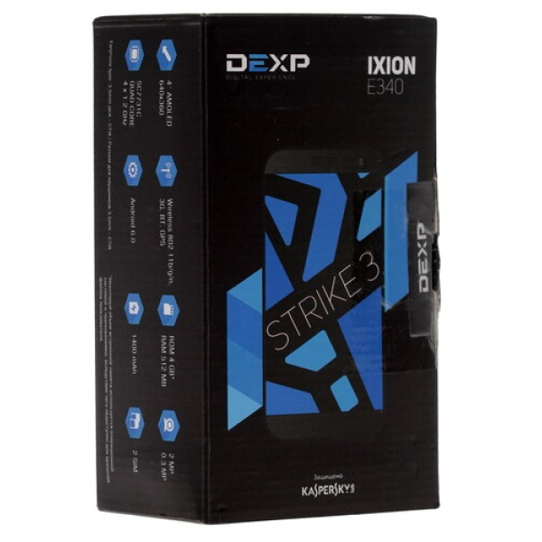 Смартфон DEXP Ixion E340 Strike 3 White [4" 4Gb 4x1.2GHz/512Mb/640x360/AMOLED/2SIM/Cam2/1400mAh/Android 6.0]