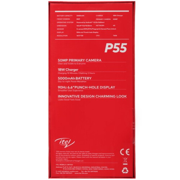 6.6" Смартфон Itel P55 256 ГБ черный
