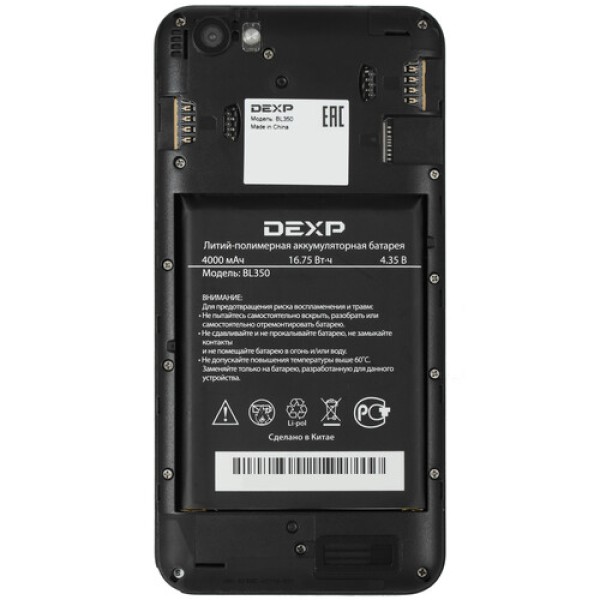 Смартфон DEXP BL350 5" Blue 16GB 4x1,3Ghz/1024Mb/960x480/TN/2SIM/3G/Cam2Mpx/4000mAh/Android 9 GO