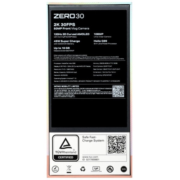 6.78" Смартфон Infinix ZERO 30 4G 256 ГБ белый
