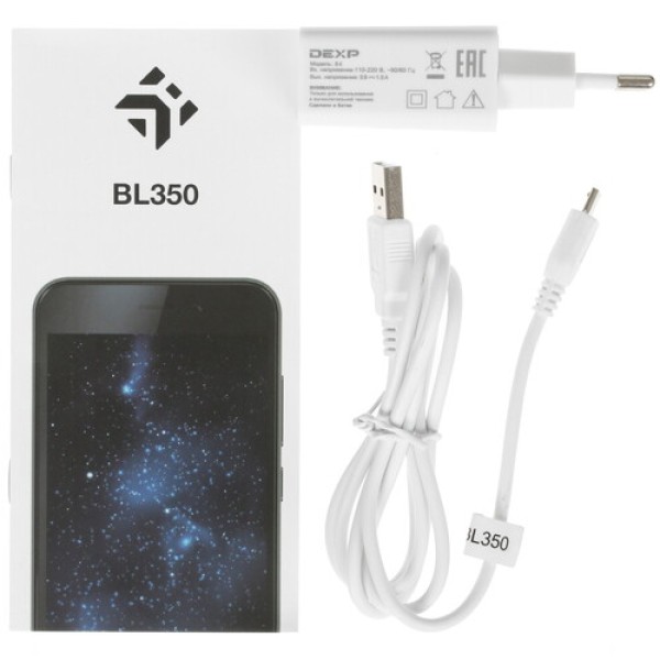 Смартфон DEXP BL350 5" Blue 16GB 4x1,3Ghz/1024Mb/960x480/TN/2SIM/3G/Cam2Mpx/4000mAh/Android 9 GO