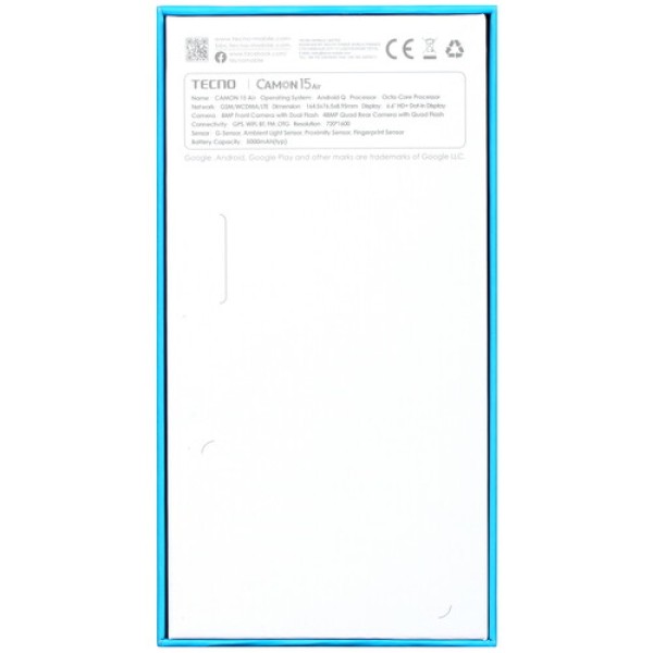 6.6" Смартфон Tecno CAMON 15 Air 64 ГБ зеленый