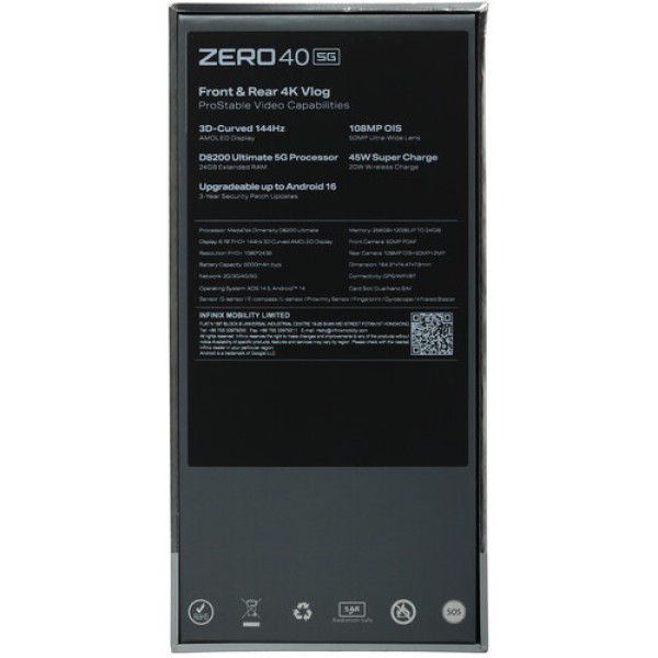 6.78" Смартфон Infinix ZERO 40 5G 256 ГБ фиолетовый