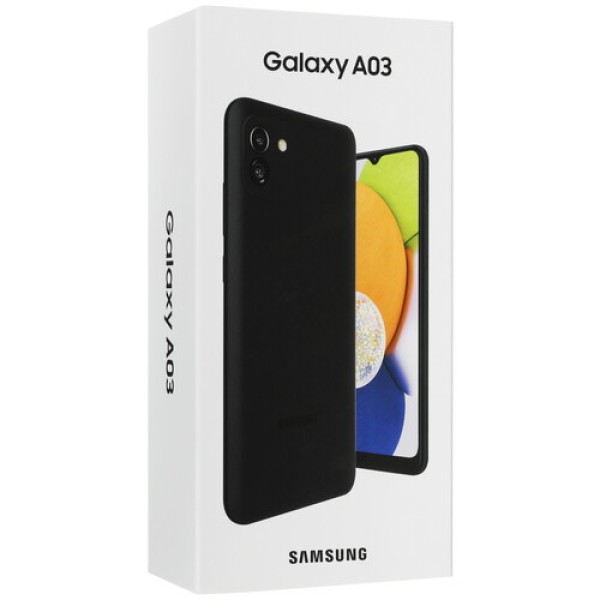 6.5" Смартфон Samsung Galaxy A03 32 ГБ черный [8x(1.6 ГГц), 3 Гб, 2 SIM, PLS, 1600x720, камера 48+2 Мп, 4G, GPS, 5000 мА*ч]