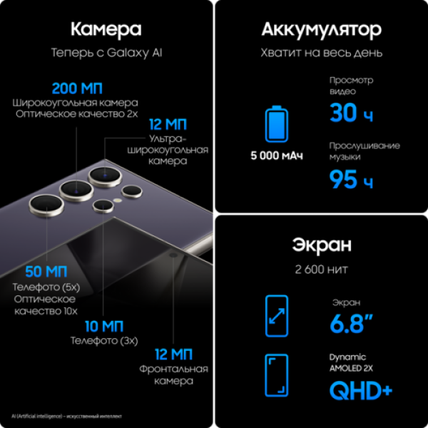 6.8" Смартфон Samsung Galaxy S24 Ultra 256 ГБ фиолетовый