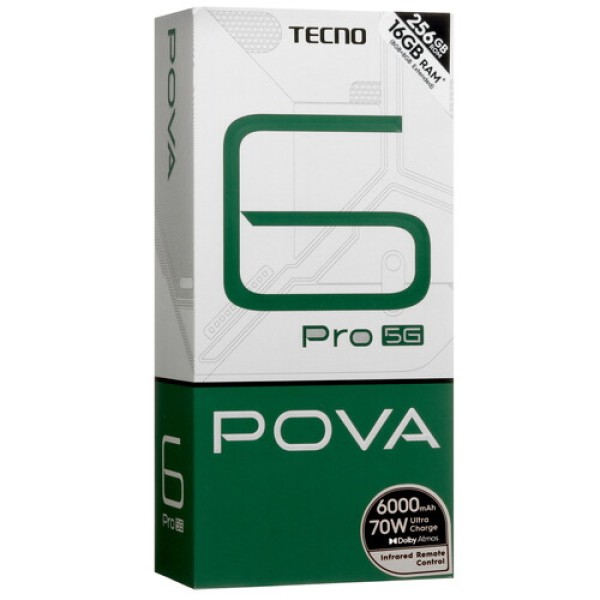 6.8" Смартфон Tecno POVA 6 Pro 5G 256 ГБ зеленый