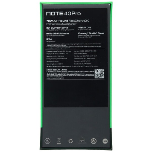 6.78" Смартфон Infinix NOTE 40 Pro 256 ГБ золотистый