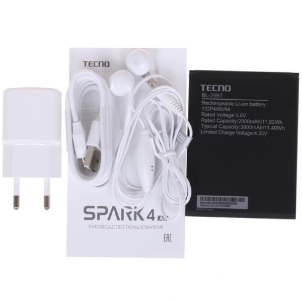 Смартфон Tecno Spark 4 Air 6.088" 32Gb Hiller Purple MT6761/4x2,0Ghz/2048Mb/1560x720/2SIM/LTE/Cam13+0.8/3000mAh/Android 9