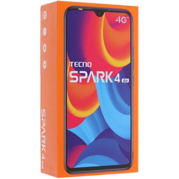 Смартфон Tecno Spark 4 Air 6.088" 32Gb Hiller Purple MT6761/4x2,0Ghz/2048Mb/1560x720/2SIM/LTE/Cam13+0.8/3000mAh/Android 9