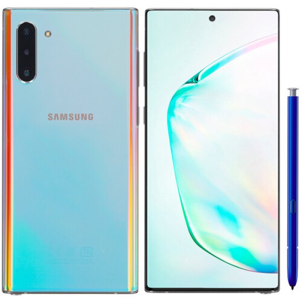 Смартфон Samsung Galaxy Note 10 6.3" 256Gb AuraGlow Exynos 9825(2x2.7Ghz+2x2.3Ghz+4x1.95Ghz)/8192Mb/3040x1440/dAMOLED/2SIM/LTE/Cam16+12+12/3500mAh/An9
